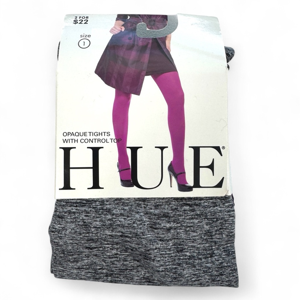 HUE Aubergine Heather‎ Opaque Tights with Control Top Womens Size 1